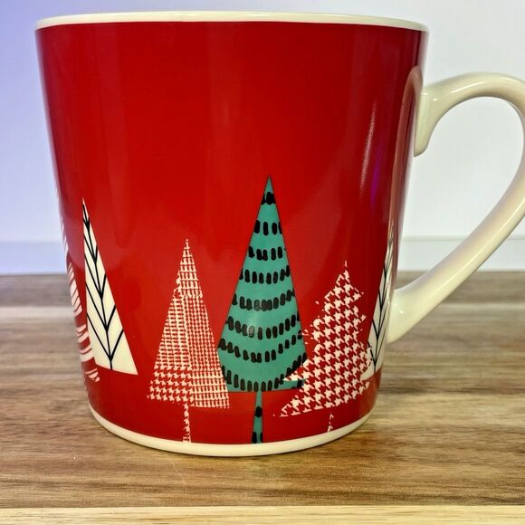 Starbucks 2017 Geometric Plaid Stripe Christmas Holiday Trees Retro Modern Mug - Picture 1 of 11